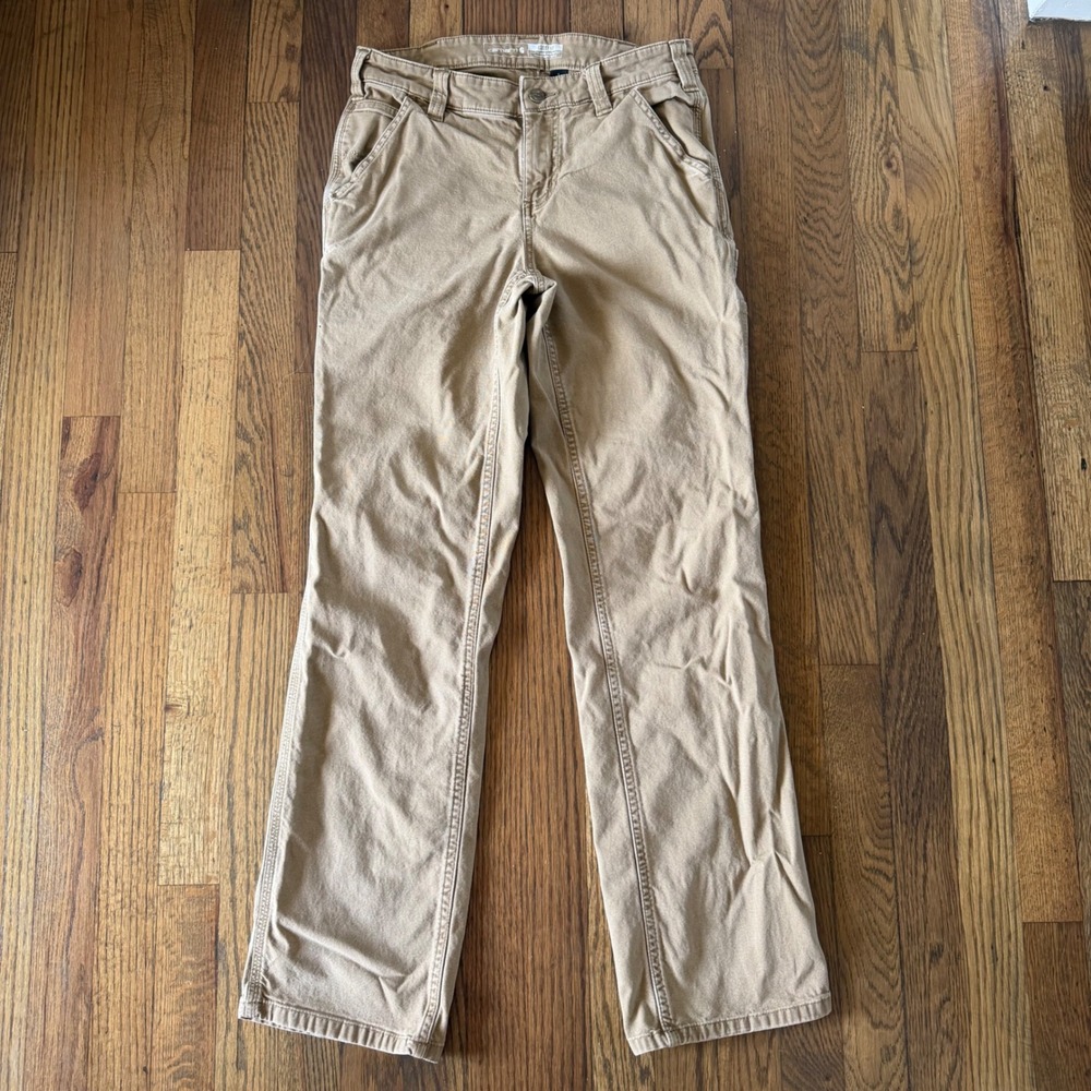 Carhartt Women Sz 2 Regular Rugged Flex Loose Fit Canvas Work Pants BN2080-W
